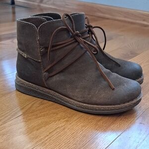 Born Gray Suede Lace-Up Ankle Booties